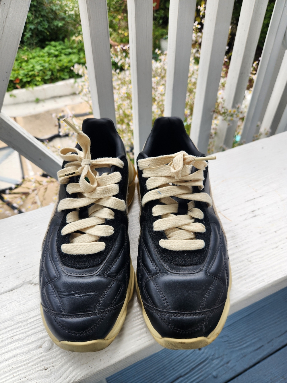 Rhude X Puma Cell King Black Leather Sneakers with Cream Laces